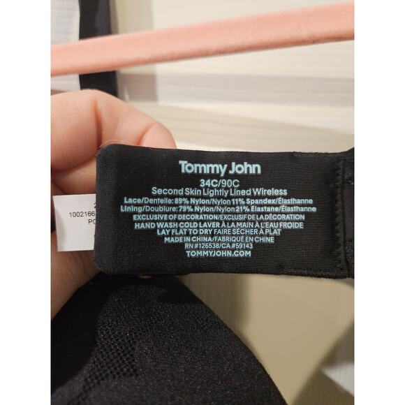 Tommy John Second Skin Wireless Bra 34C Black Lightly Lined - Picture 3 of 6